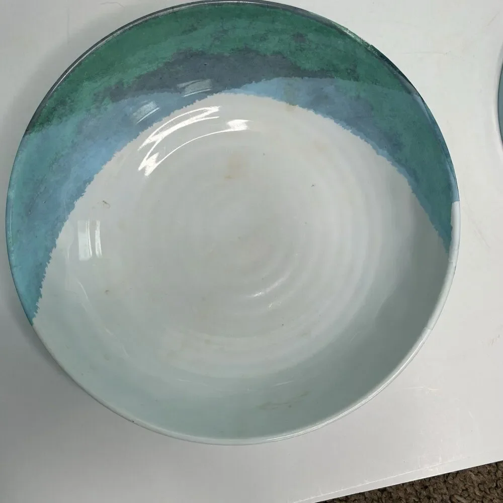 Nautica Watercolors Blue Melamine 5 Pasta/Soup Bowls